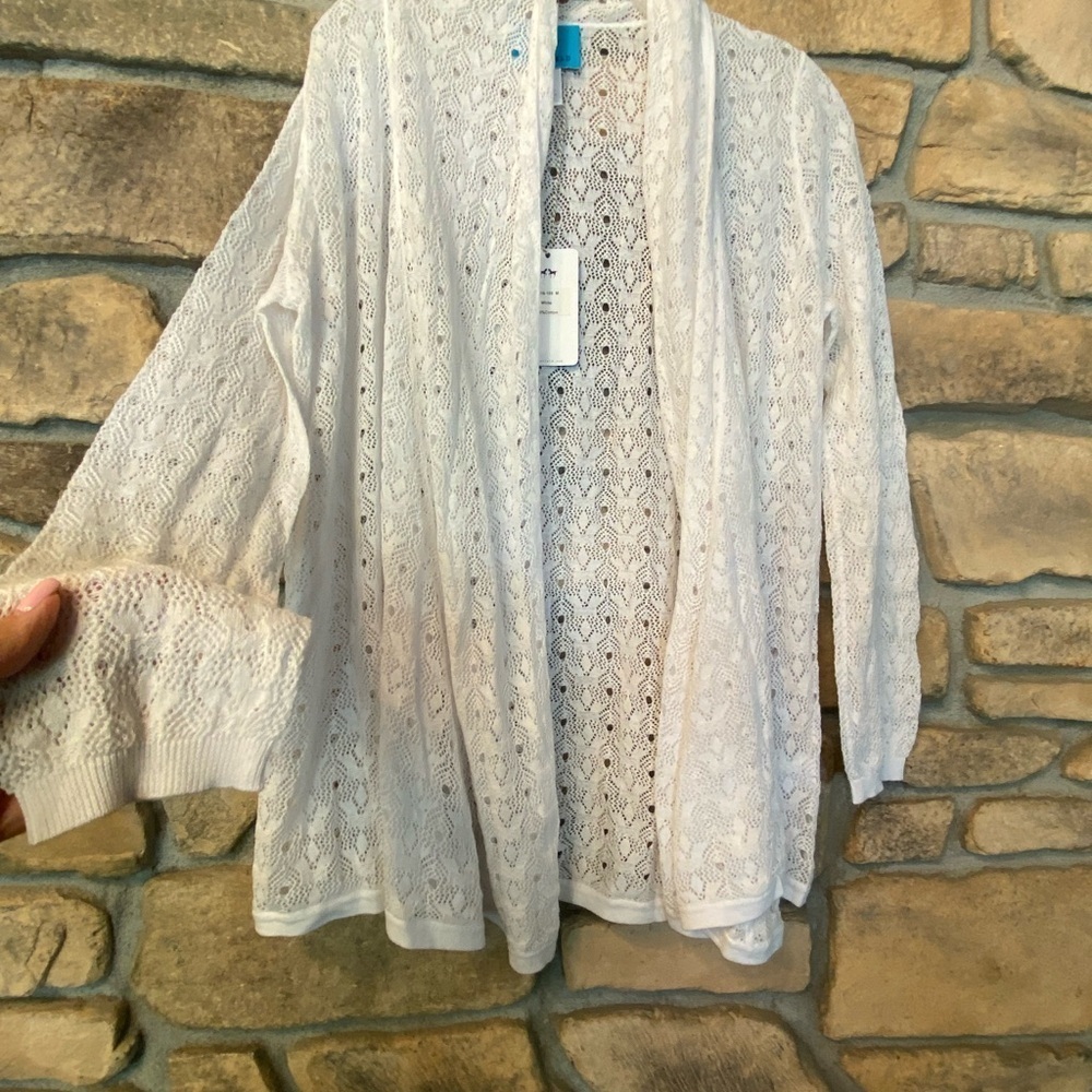 Islefield Women’s White Lightweight Cotton Cardigan New Outerwear size medium